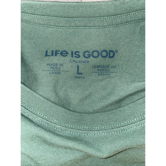 Life Is Good Tee  L Crusher Blue Mens Long Sleeve Dog Labrador Retriever Snacks - Picture 5 of 5